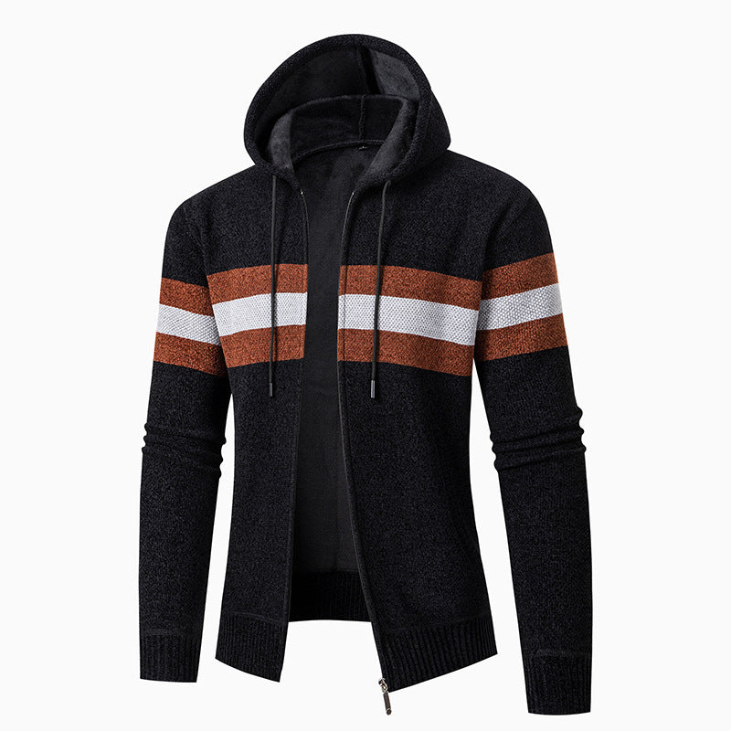 Herrens casual hoodie cardigan med kontraststripes Eva Jonsson-Eva Jonsson