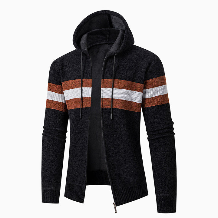 Herrens casual hoodie cardigan med kontraststripes Eva Jonsson-Eva Jonsson