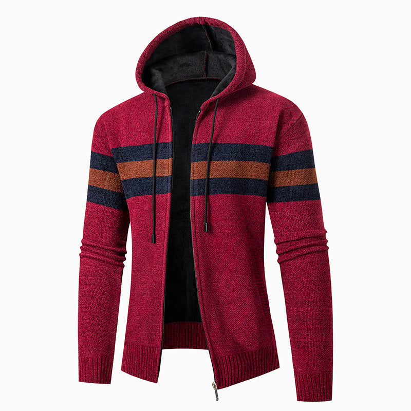 Herrens casual hoodie cardigan med kontraststripes Eva Jonsson-Eva Jonsson