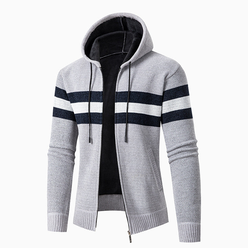 Herrens casual hoodie cardigan med kontraststripes Eva Jonsson-Eva Jonsson