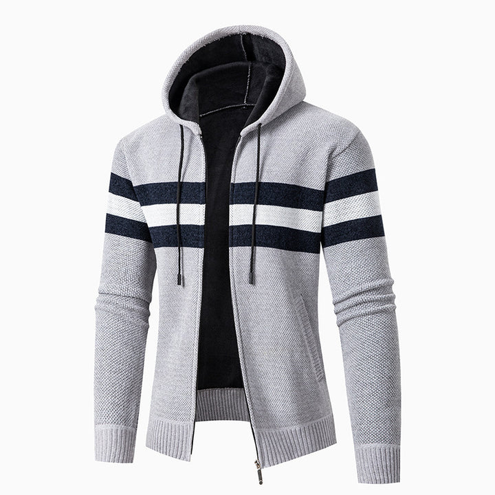 Herrens casual hoodie cardigan med kontraststripes Eva Jonsson-Eva Jonsson