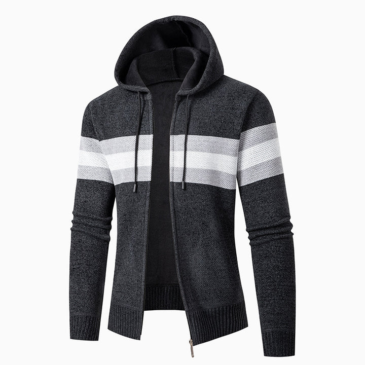 Herrens casual hoodie cardigan med kontraststripes Eva Jonsson-Eva Jonsson