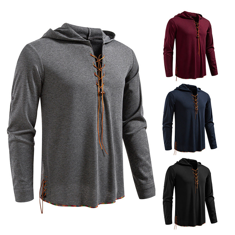 Herrens casual hoodie med dekorativ snörning Mirla-Eva Jonsson