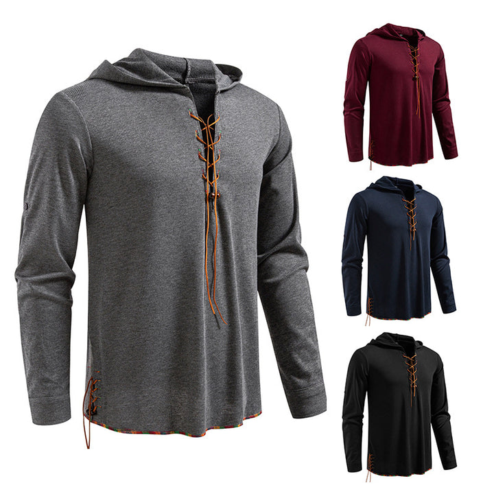 Herrens casual hoodie med dekorativ snörning Mirla-Eva Jonsson