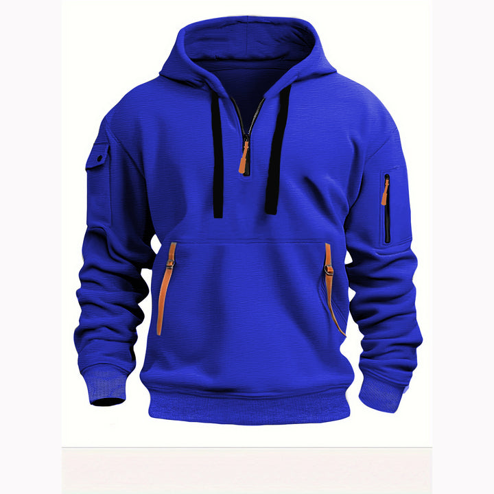 Herrens casual hoodie med praktiska dragkedjefickor Mirla-Eva Jonsson