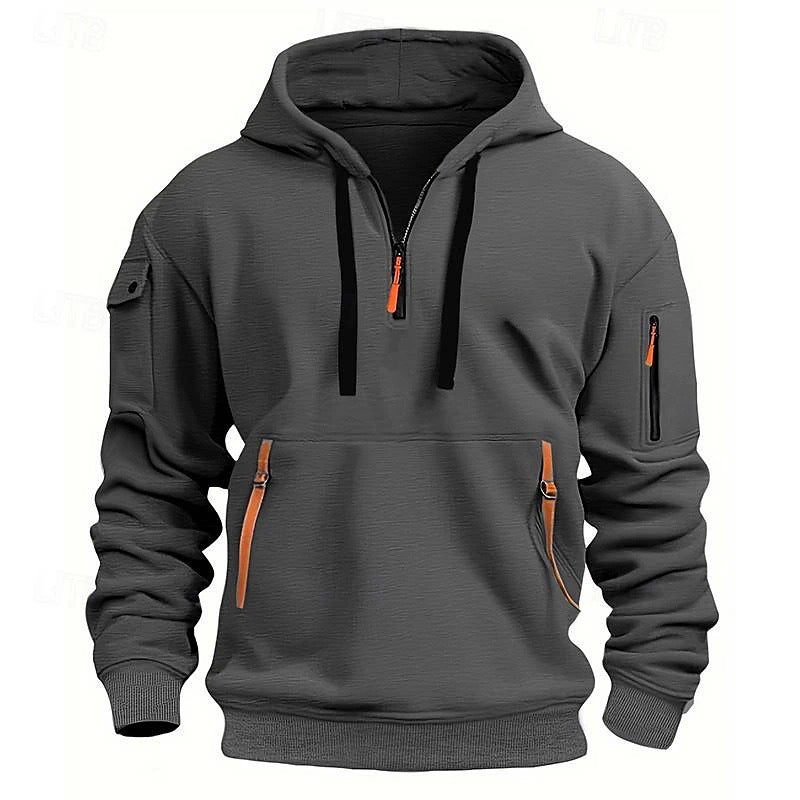 Herrens casual hoodie med praktiska dragkedjefickor Mirla-Eva Jonsson