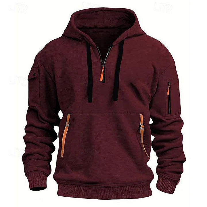 Herrens casual hoodie med praktiska dragkedjefickor Mirla-Eva Jonsson