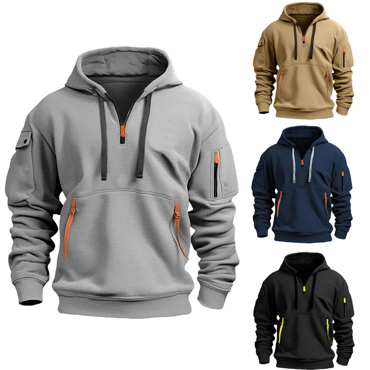 Herrens casual hoodie med praktiska dragkedjefickor Mirla-Eva Jonsson