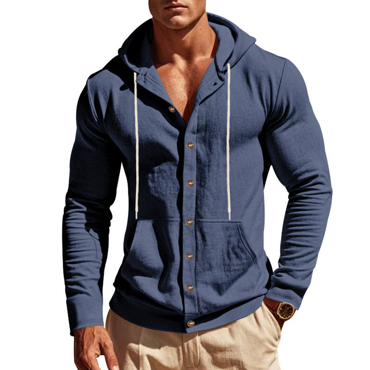 Herrens casual hoodie med tryckknappar Mirla-Eva Jonsson