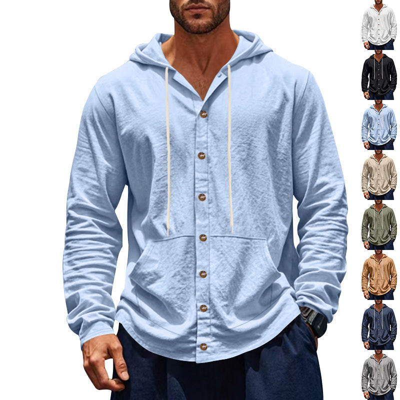 Herrens casual hoodie med tryckknappar Mirla-Eva Jonsson