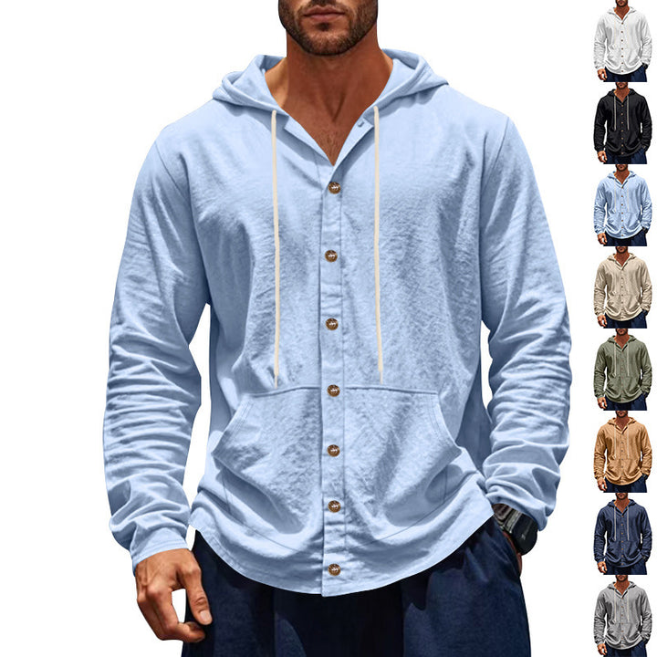 Herrens casual hoodie med tryckknappar Mirla-Eva Jonsson