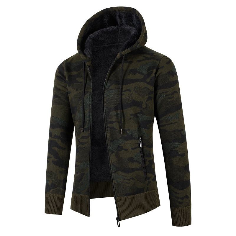 Herrens casual jacka med fleece-foder och camouflage-mönster Eva Jonsson-Eva Jonsson