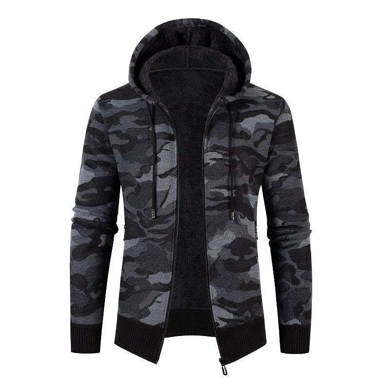 Herrens casual jacka med fleece-foder och camouflage-mönster Eva Jonsson-Eva Jonsson