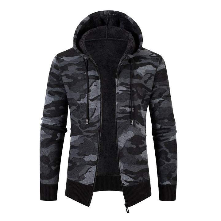 Herrens casual jacka med fleece-foder och camouflage-mönster Eva Jonsson-Eva Jonsson