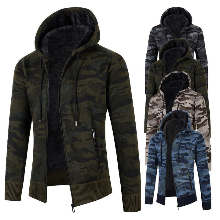 Herrens casual jacka med fleece-foder och camouflage-mönster Mirla-Eva Jonsson