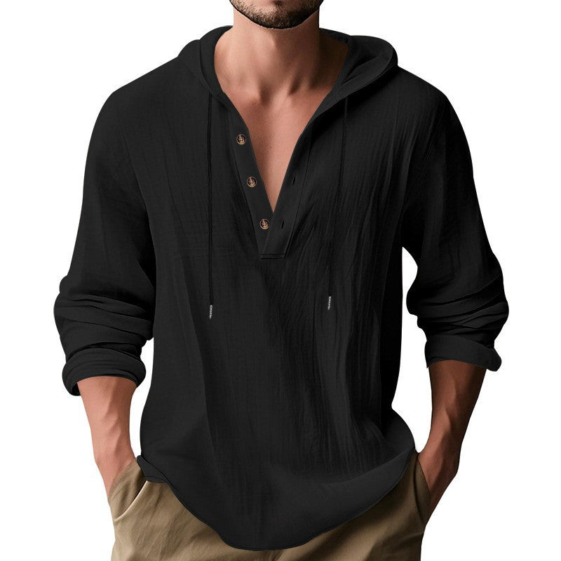 Herrens casual långärmad hoodie med modernt knappdesign och ventilerande tyg Mirla-Eva Jonsson