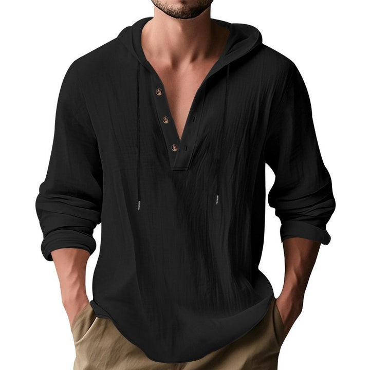 Herrens casual långärmad hoodie med modernt knappdesign och ventilerande tyg Mirla-Eva Jonsson
