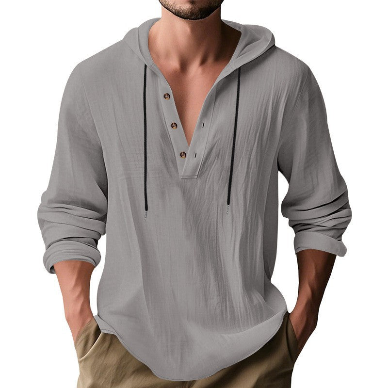Herrens casual långärmad hoodie med modernt knappdesign och ventilerande tyg Mirla-Eva Jonsson