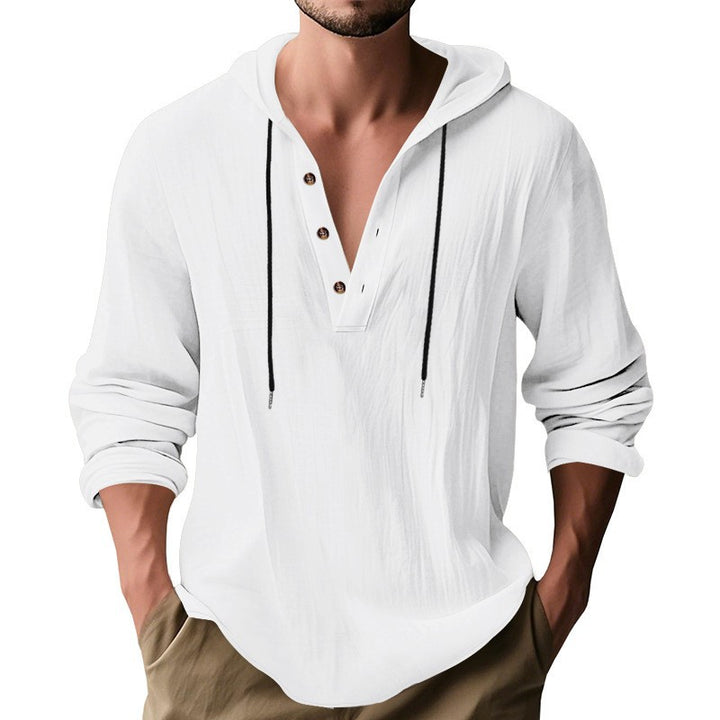 Herrens casual långärmad hoodie med modernt knappdesign och ventilerande tyg Mirla-Eva Jonsson