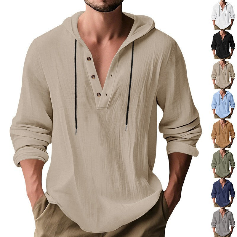 Herrens casual långärmad hoodie med modernt knappdesign och ventilerande tyg Mirla-Eva Jonsson