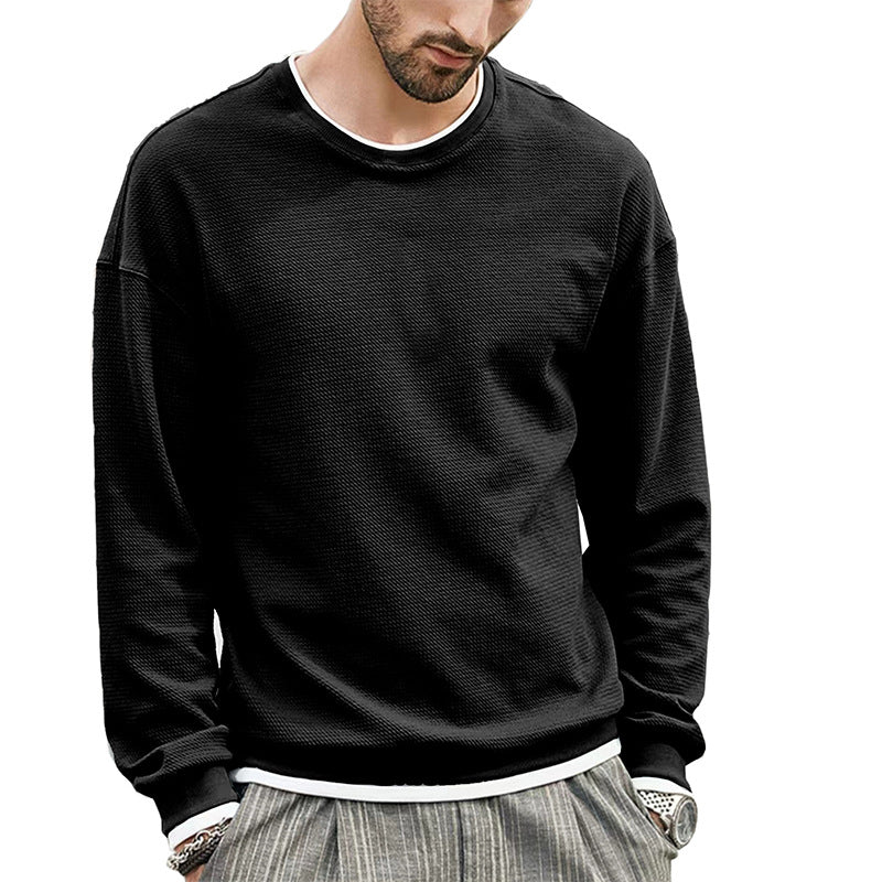 Herrens casual långärmad sweatshirt med strukturerad design Mirla-Eva Jonsson