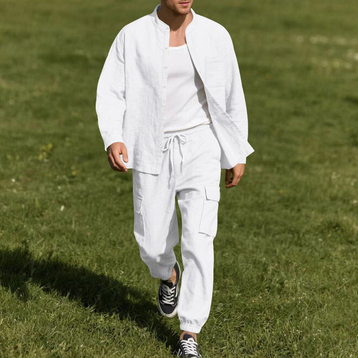 Herrens casual linne-set med praktiska fickor och ventilerande tygkvalitet Eva Jonsson-Eva Jonsson
