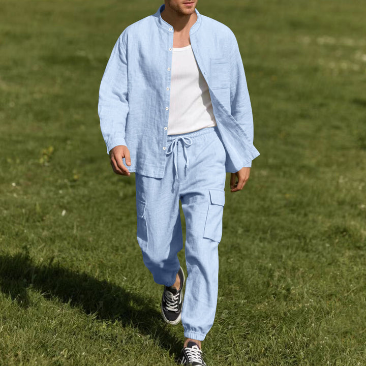 Herrens casual linne-set med praktiska fickor och ventilerande tygkvalitet Eva Jonsson-Eva Jonsson