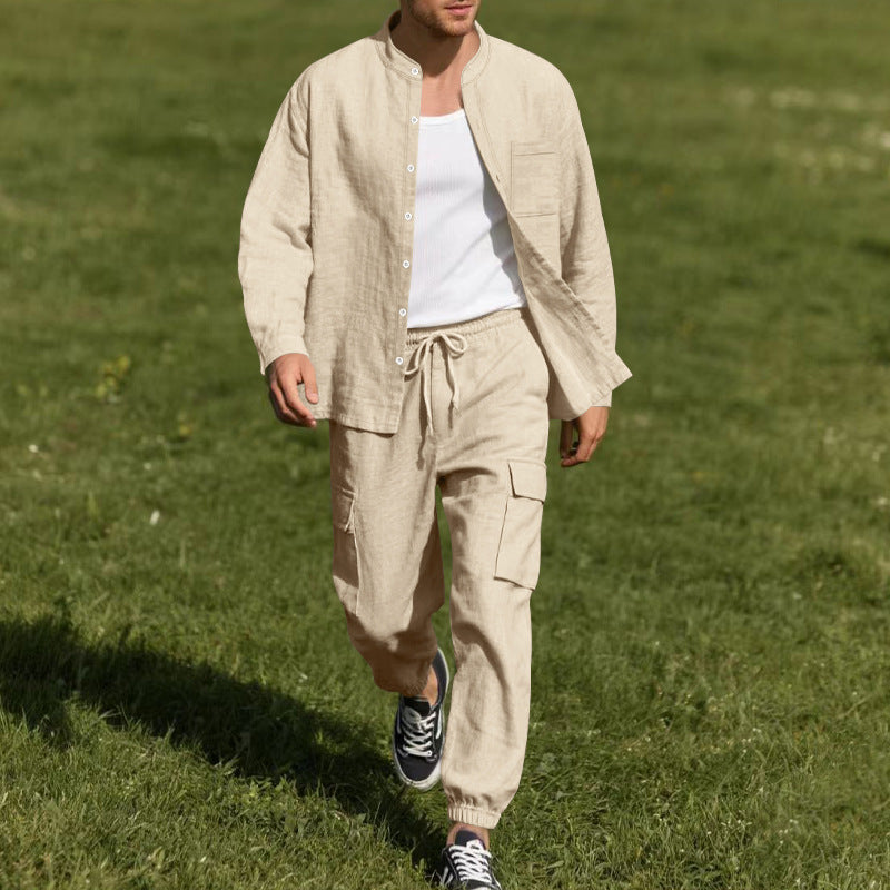 Herrens casual linne-set med praktiska fickor och ventilerande tygkvalitet Eva Jonsson-Eva Jonsson