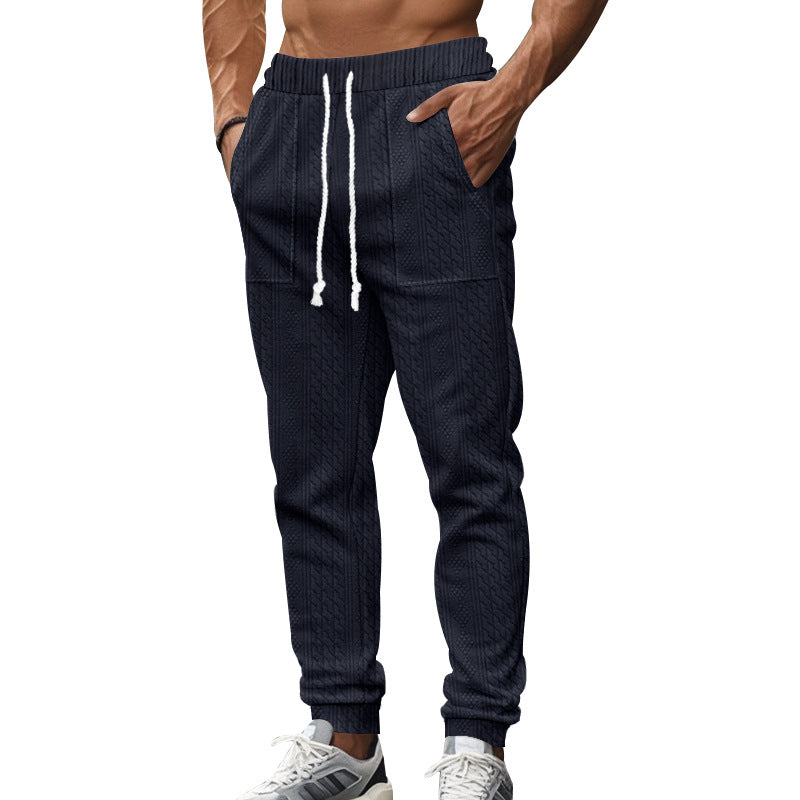 Herrens casual stickad joggingsbyxor med elastisk midja och sidofickor Mirla-Eva Jonsson