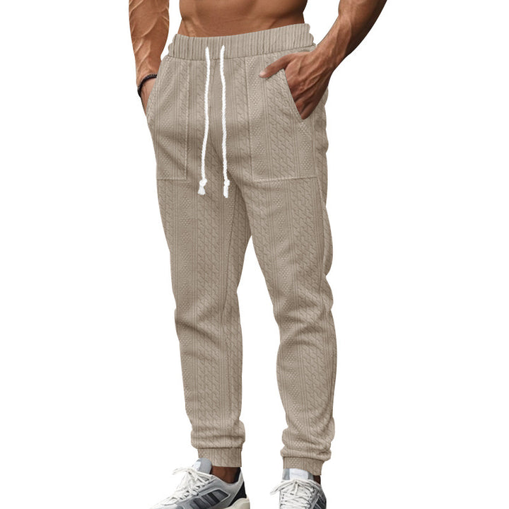 Herrens casual stickad joggingsbyxor med elastisk midja och sidofickor Mirla-Eva Jonsson