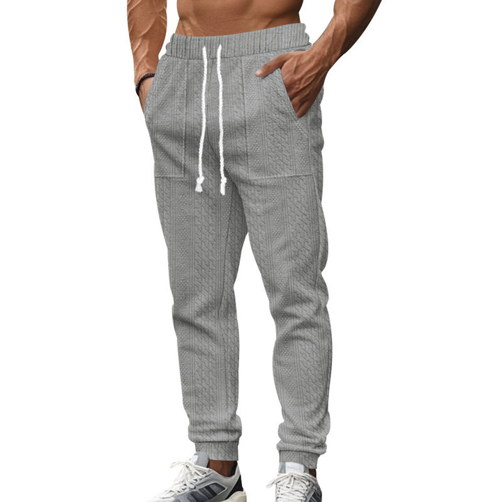 Herrens casual stickad joggingsbyxor med elastisk midja och sidofickor Mirla-Eva Jonsson