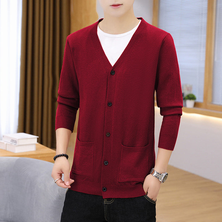 Herrens elegant lätta stickad cardigan med fickor Eva Jonsson-Eva Jonsson