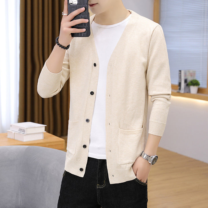 Herrens elegant lätta stickad cardigan med fickor Eva Jonsson-Eva Jonsson