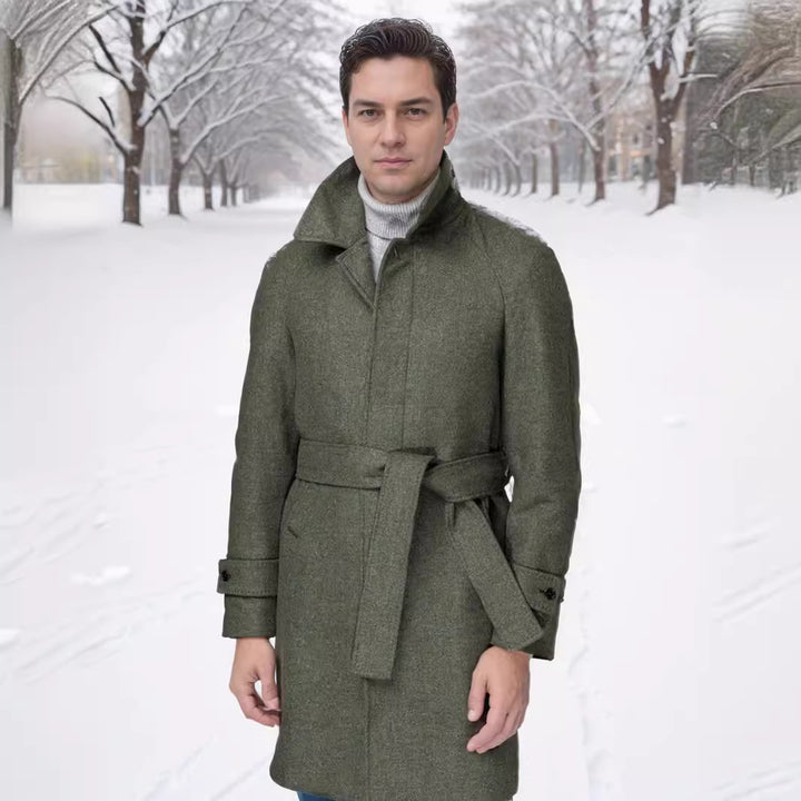 Herrens elegant och figursydd trenchcoat i högkvalitativ ull Eva Jonsson-Eva Jonsson