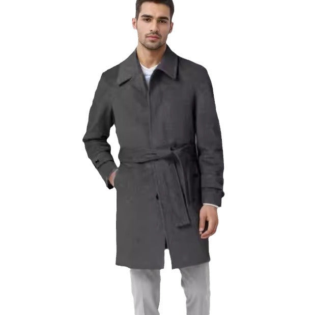 Herrens elegant och figursydd trenchcoat i högkvalitativ ull Mirla-Eva Jonsson