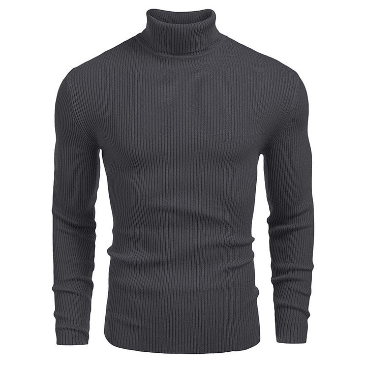 Herrens elegant rullkragepullover i ribbat stickat Mirla-Eva Jonsson