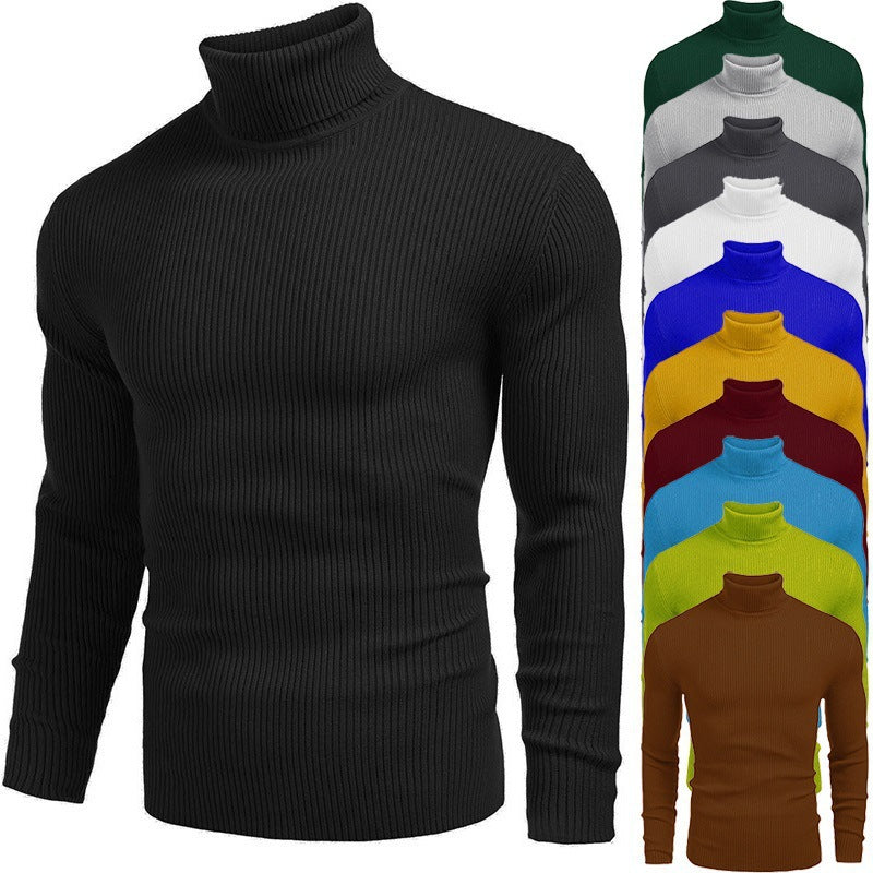 Herrens elegant rullkragepullover i ribbat stickat Mirla-Eva Jonsson