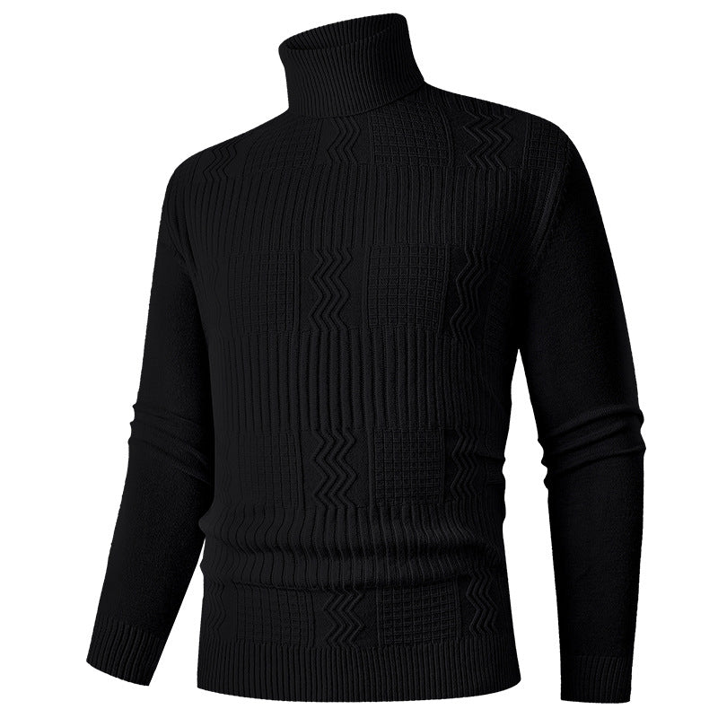 Herrens elegant rullkragepullover med strukturerad design Mirla-Eva Jonsson