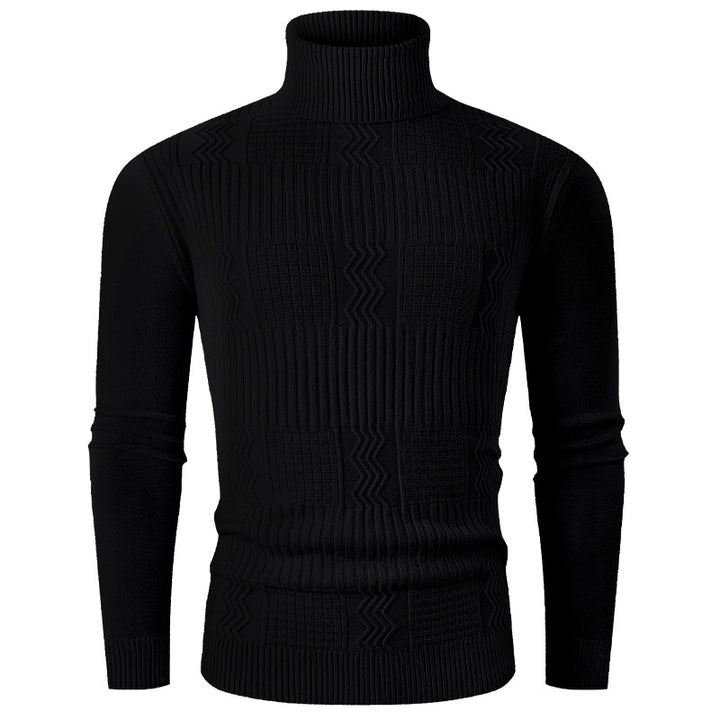 Herrens elegant rullkragepullover med strukturerad design Mirla-Eva Jonsson