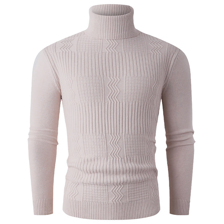 Herrens elegant rullkragepullover med strukturerad design Mirla-Eva Jonsson