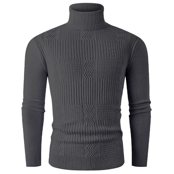 Herrens elegant rullkragepullover med strukturerad design Mirla-Eva Jonsson