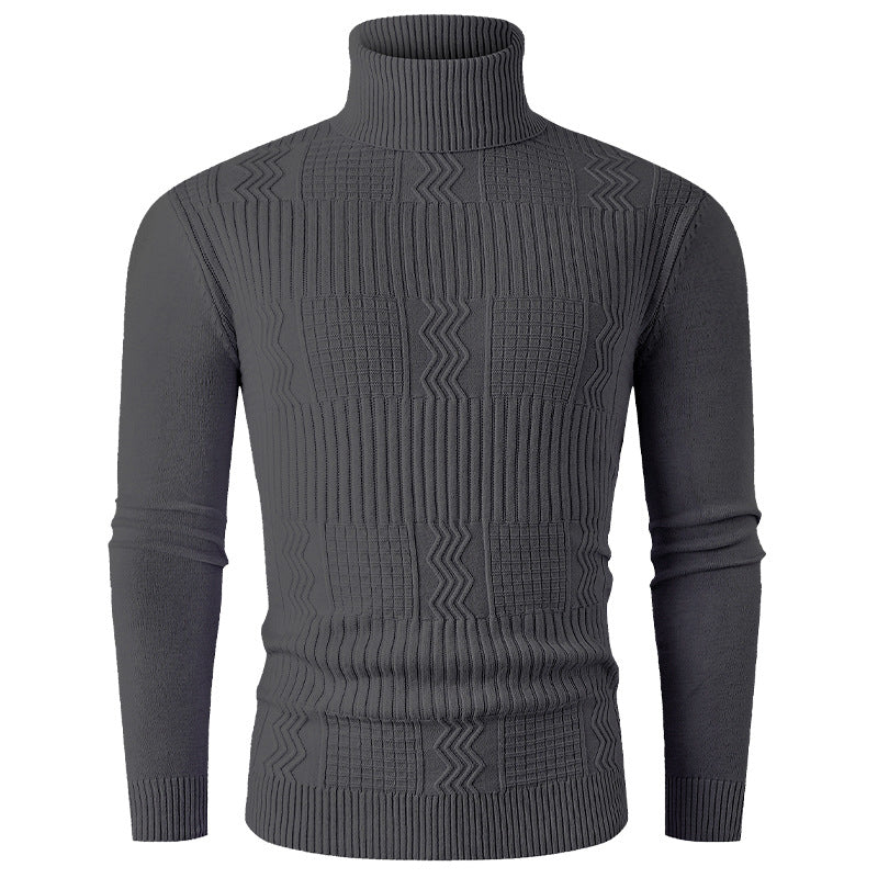 Herrens elegant rullkragepullover med strukturerad design Mirla-Eva Jonsson