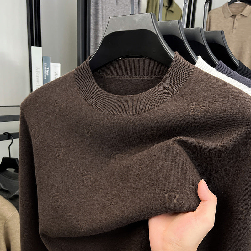 Herrens elegant rundhalsad tröja med strukturerad design Mirla-Eva Jonsson