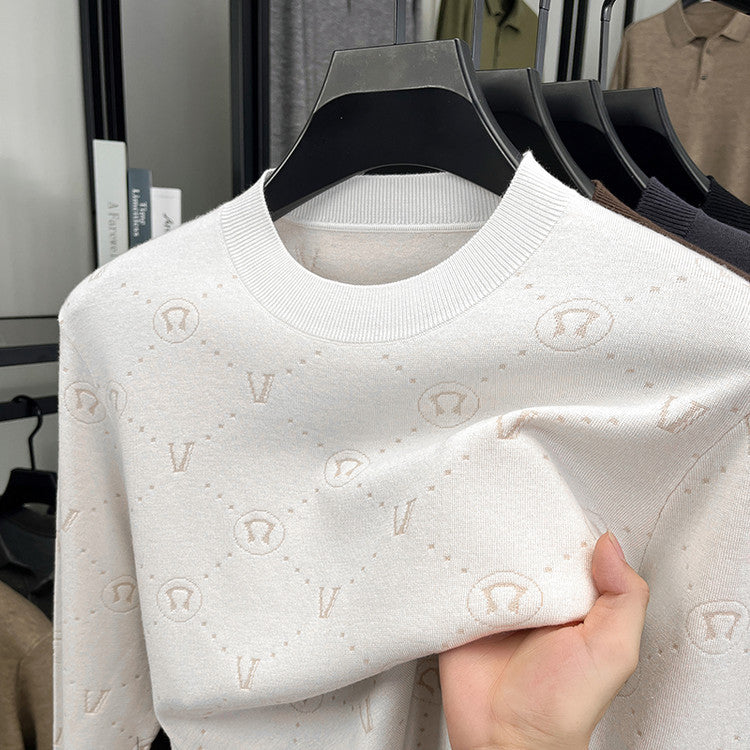 Herrens elegant rundhalsad tröja med strukturerad design Mirla-Eva Jonsson