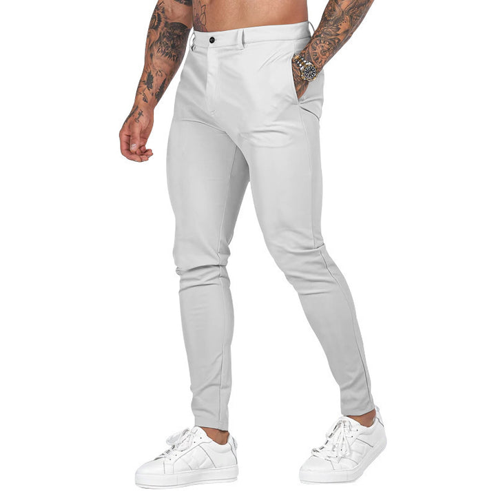 Herrens elegant slim-fit chinos med elastisk midja och praktiska fickor Eva Jonsson-Eva Jonsson