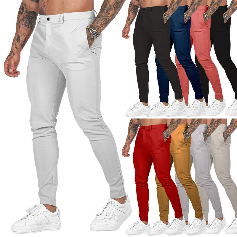 Herrens elegant slim-fit chinos med elastisk midja och praktiska fickor Eva Jonsson-Eva Jonsson