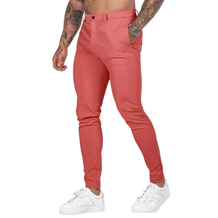 Herrens elegant slim-fit chinos med elastisk midja och praktiska fickor Mirla-Eva Jonsson