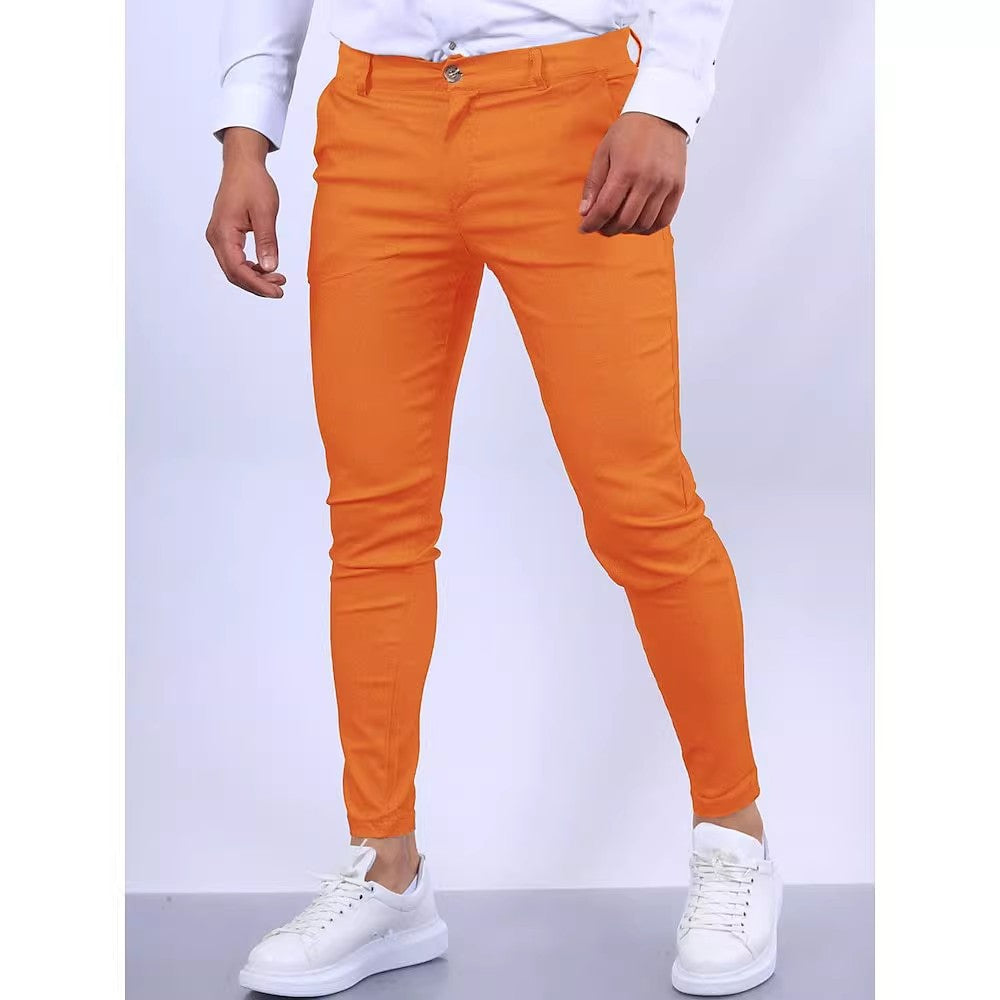 Herrens elegant slim-fit chinos med elastisk midja och praktiska fickor Mirla-Eva Jonsson