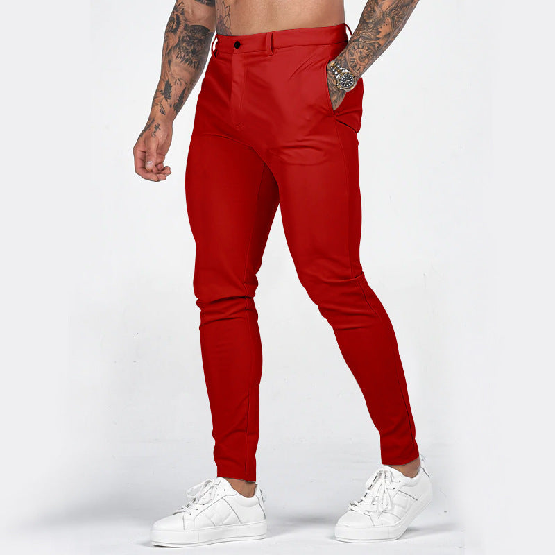 Herrens elegant slim-fit chinos med elastisk midja och praktiska fickor Mirla-Eva Jonsson