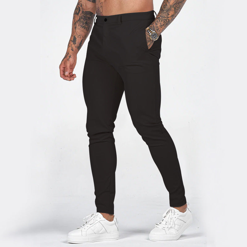 Herrens elegant slim-fit chinos med elastisk midja och praktiska fickor Mirla-Eva Jonsson